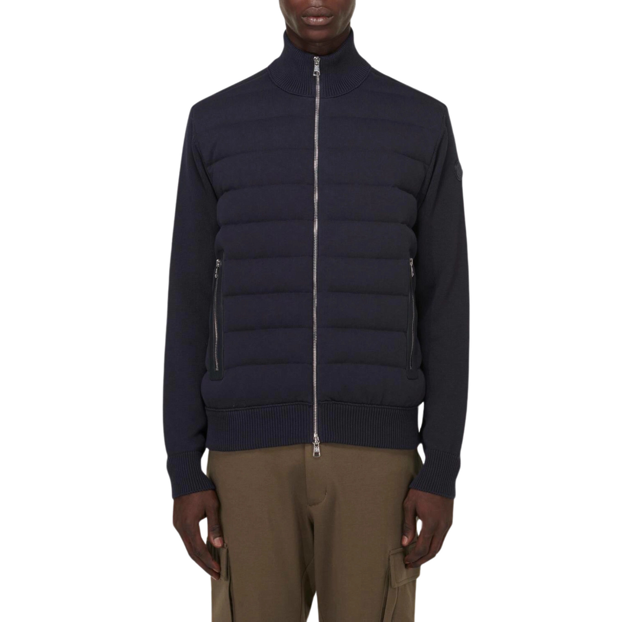 Moncler Leather-Trimmed Cotton Cardigan / S