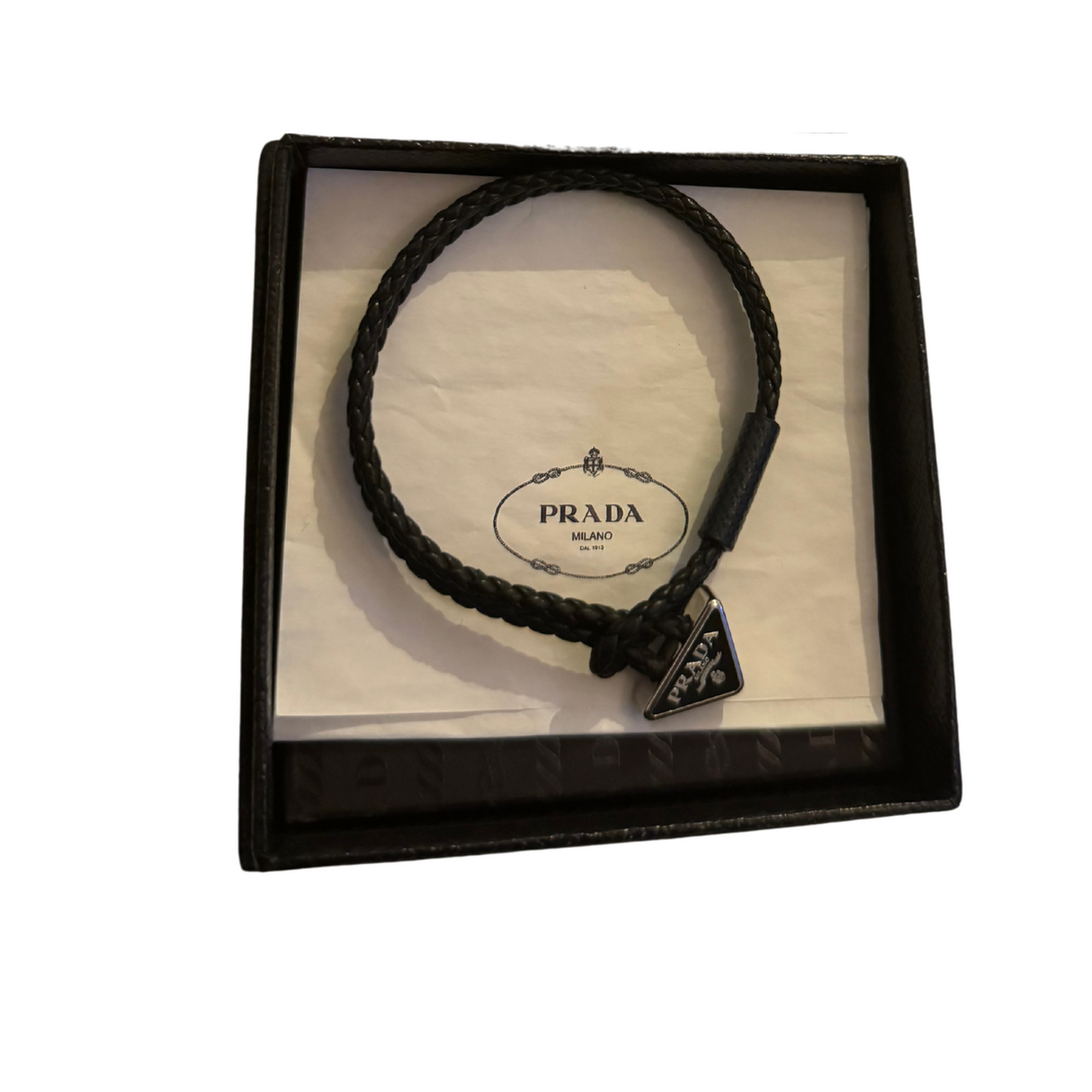 Prada Leather Logo Bracelet