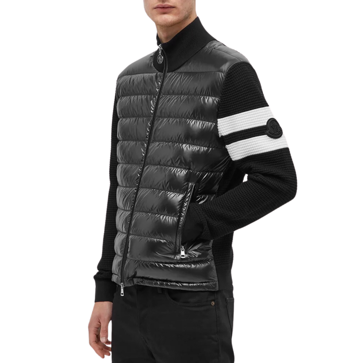 Moncler Sleeve Striped Down Cardigan / M