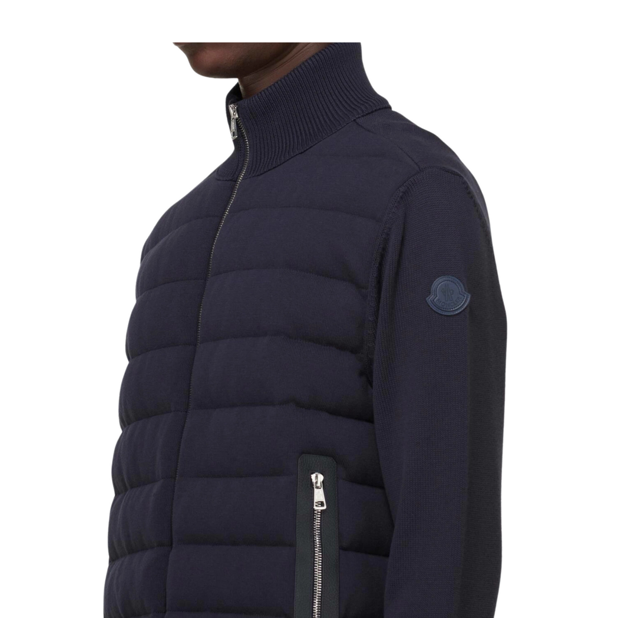 Moncler Leather-Trimmed Cotton Cardigan / S