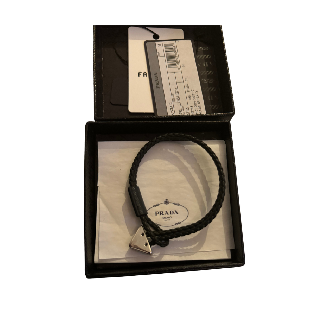 Prada Leather Logo Bracelet