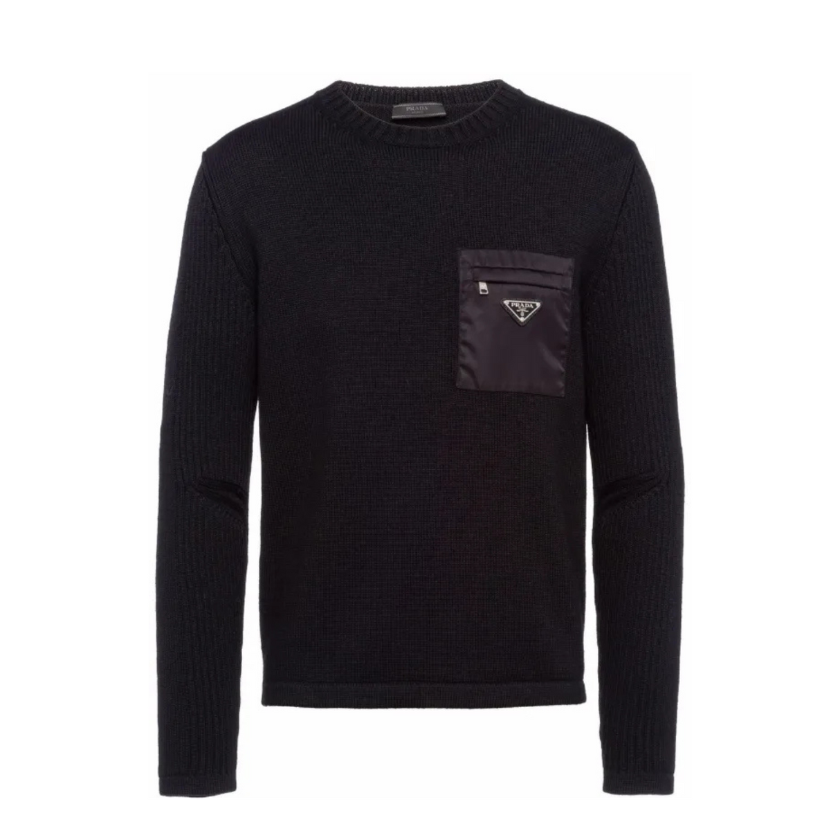 Prada Crewneck Wool Pocket-Detail
